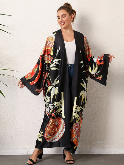 Kurohana - Robe Kimono Longue - Noir