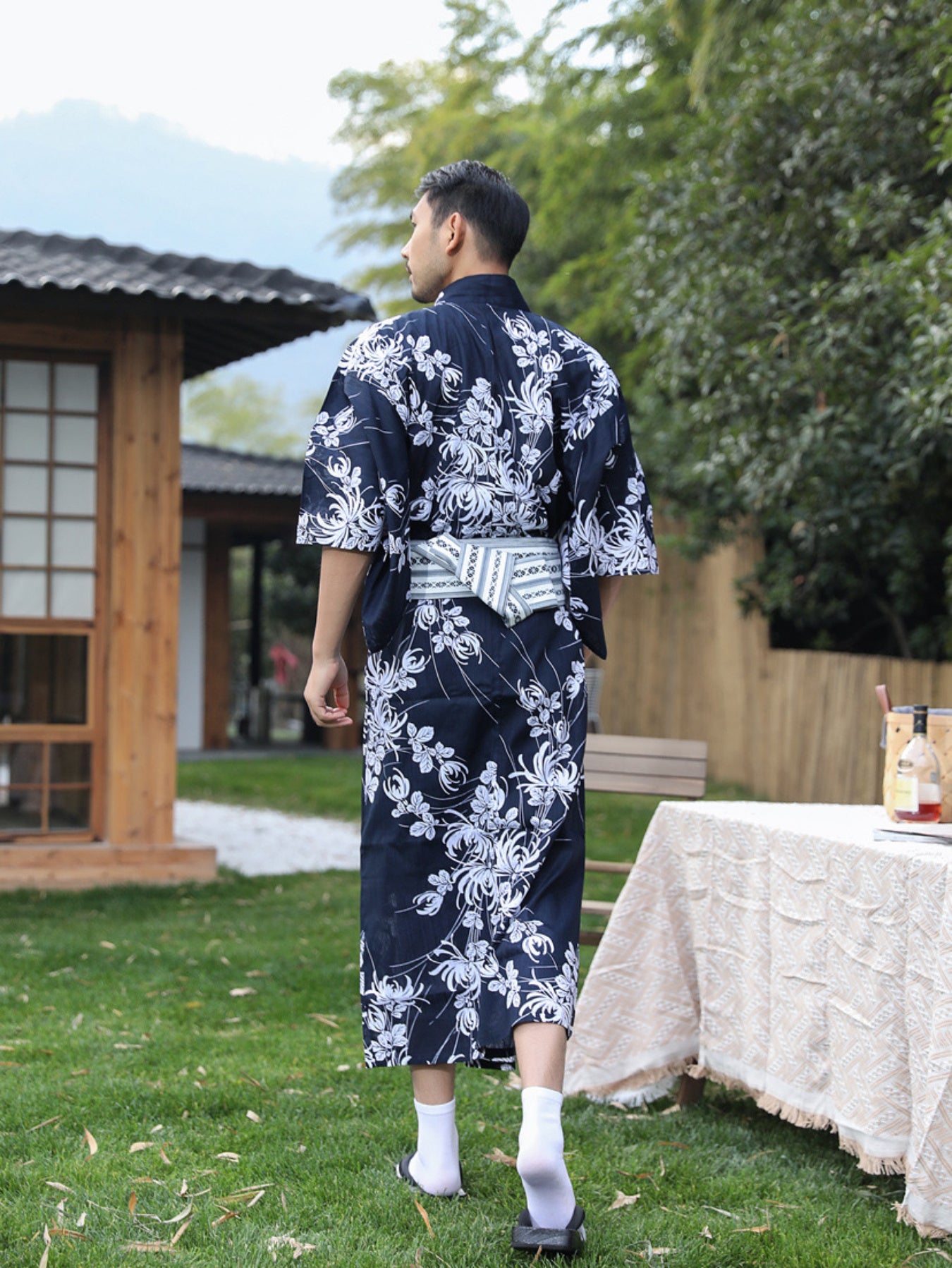 Takeshi - Kimono Japonais Homme Traditionnel -  Bleu