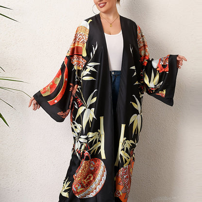 Kurohana - Robe Kimono Longue - Noir