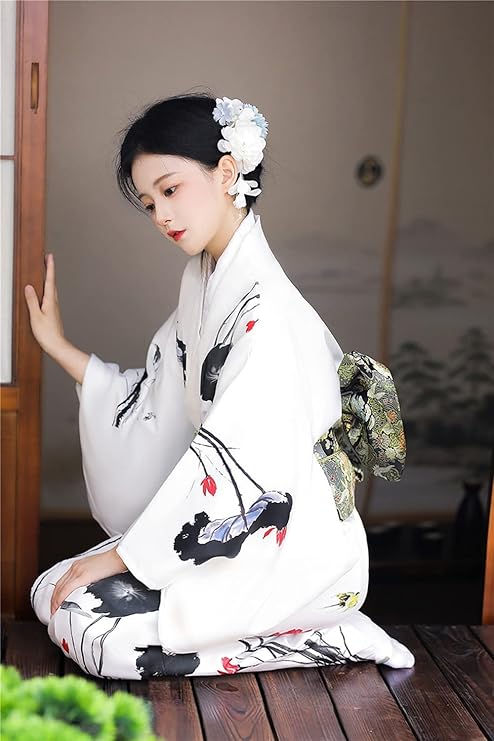 Hakuren - Yukata Japonais - Blanc