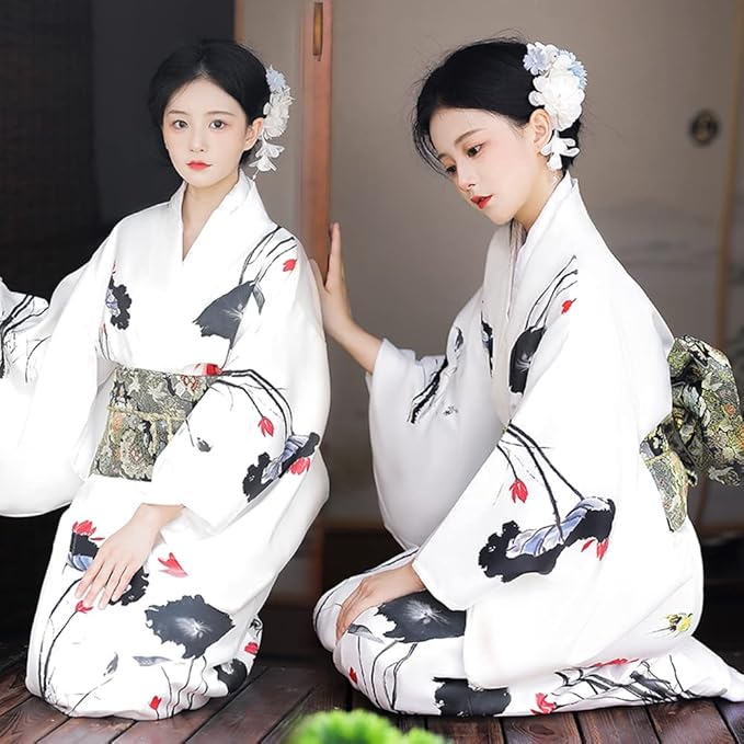Hakuren - Yukata Japonais - Blanc