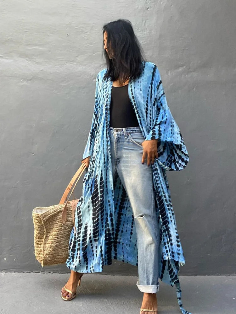 Rurisei - Kimono Long - Bleu
