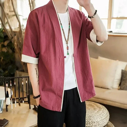 Veste kimono coton lin homme japonais