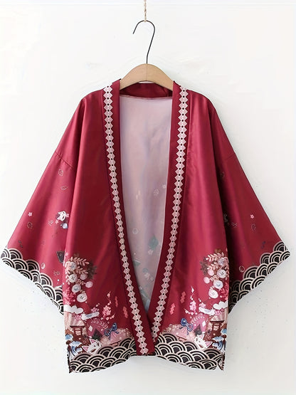 Kādigan Akane - Kimono Japonais - Rouge