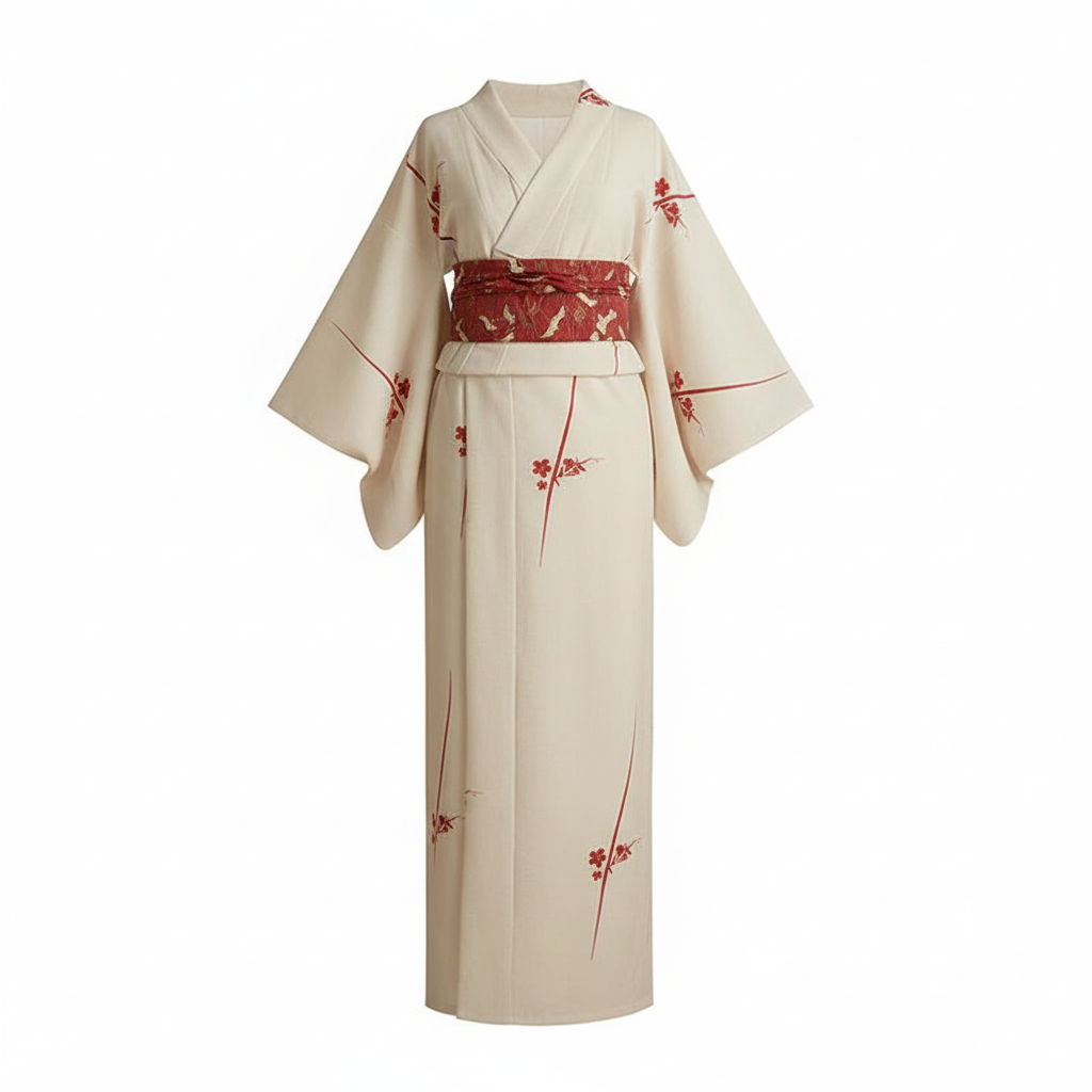 Tsukishiro - Yukata style Japonais -  Blanc