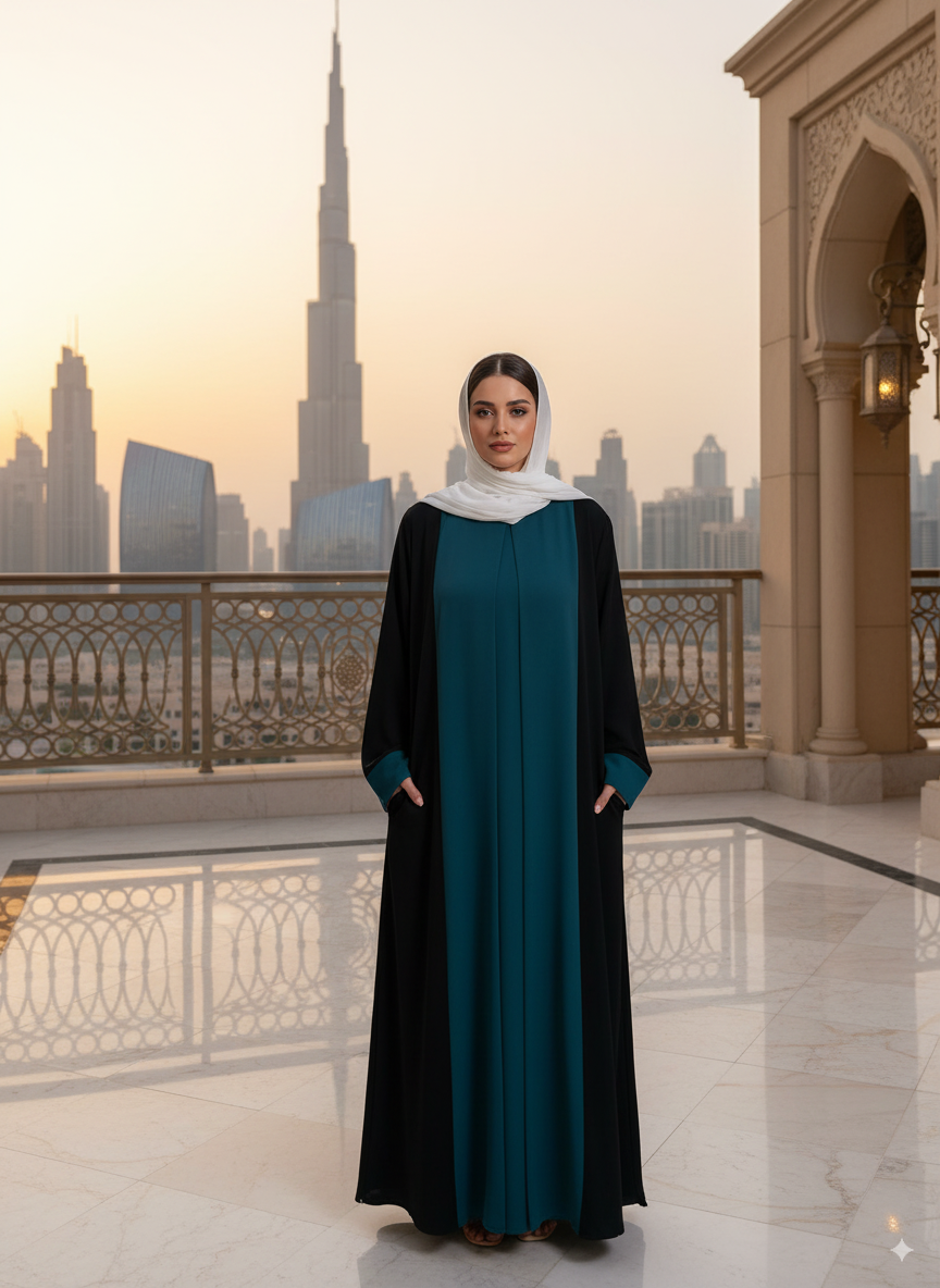 Seikoku - Abaya Kimono - Bleu/Noir