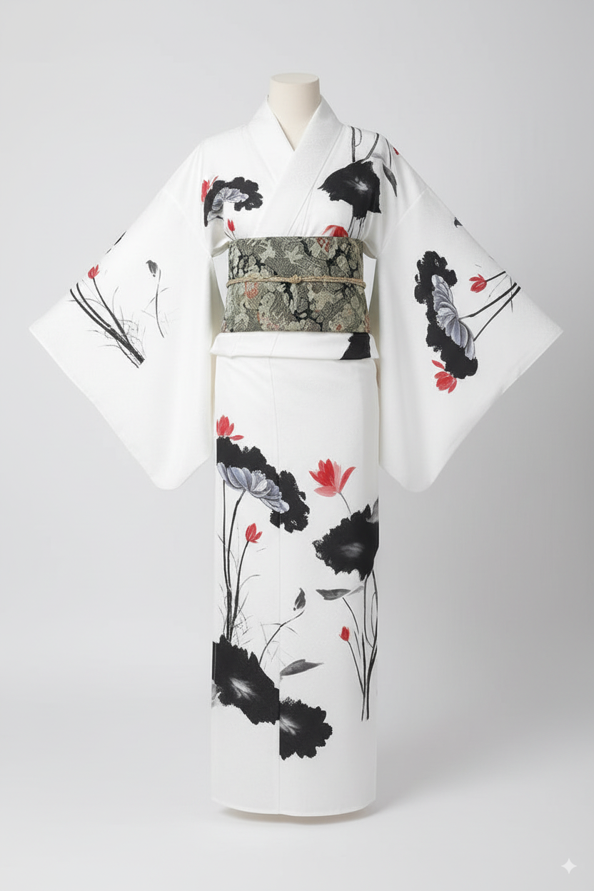 Hakuren - Yukata Japonais - Blanc