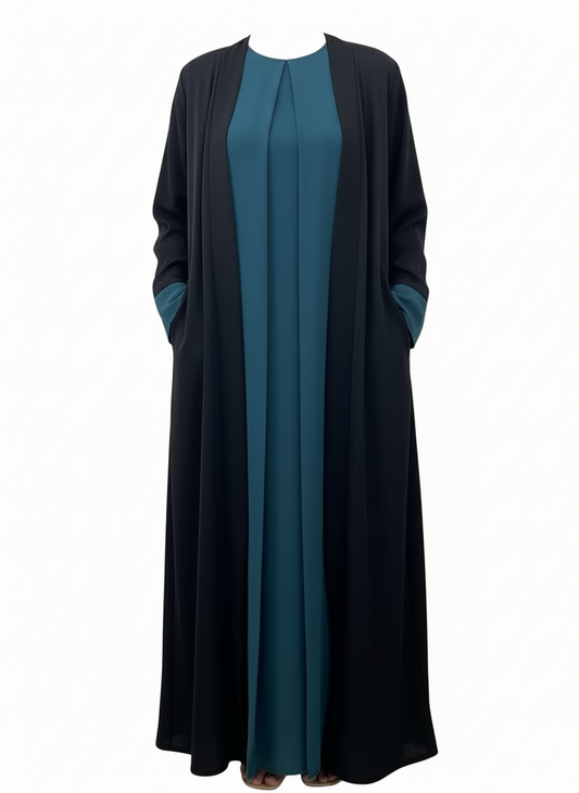Seikoku - Abaya Kimono - Bleu/Noir
